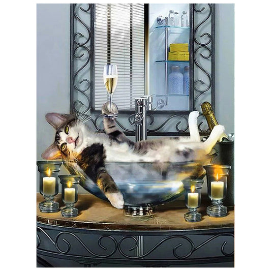 Quadro su tela Gatto in vasca di champagne