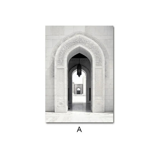Quadro su tela Peonie bianche e architettura orientale