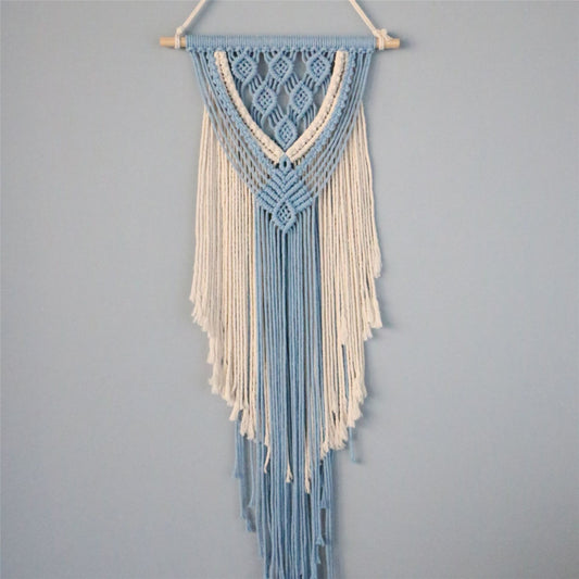 Arazzo Macramé triangolo azzurro