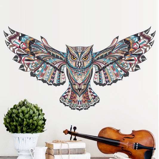 Adesivo murale Gufo mandala geometrico ali spiegate