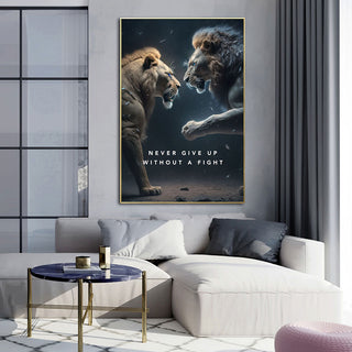 Quadro su tela Due leoni in lotta
