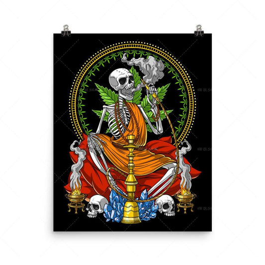 Quadro su tela Teschio con narghilè