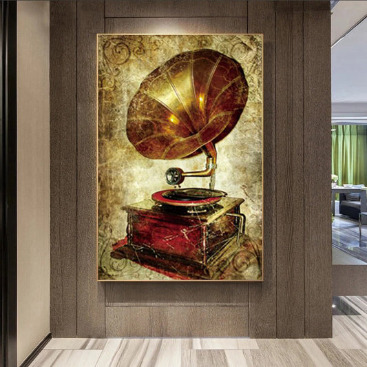 Quadro su tela Grammofono d'epoca