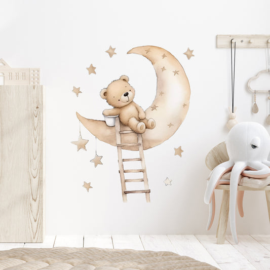 Adesivo murale Orso cartoon con luna