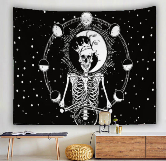 Arazzo Scheletro fasi lunari stelle notturne