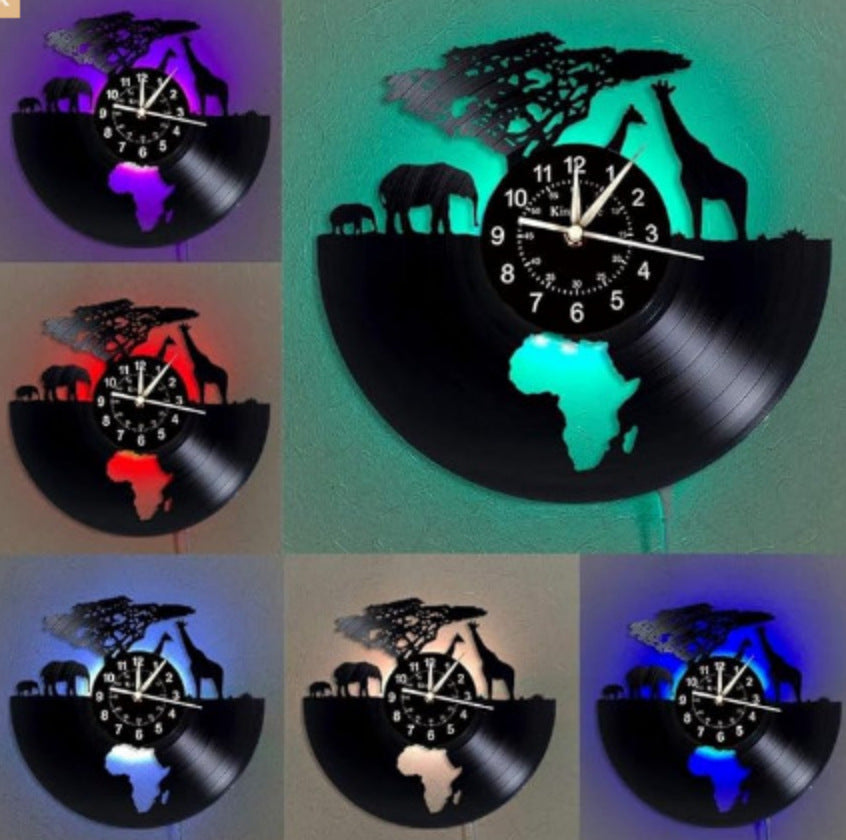 Orologio da parete Vinile africa neon