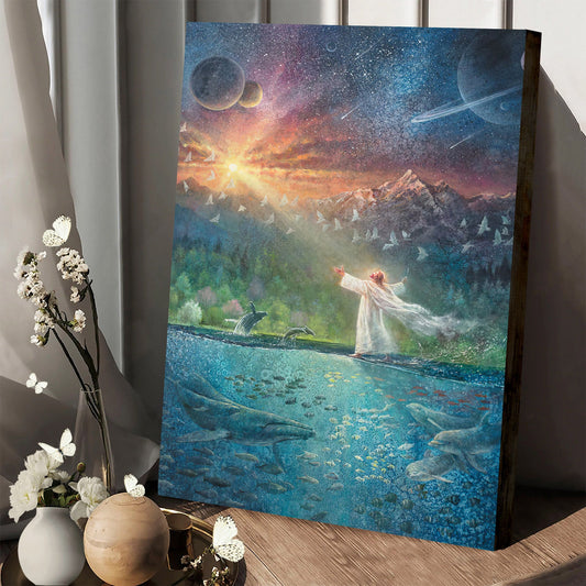Quadro su tela Figura spirituale verso le stelle