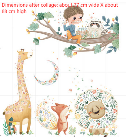Adesivo murale Animaletti teneri con palloncini colorati