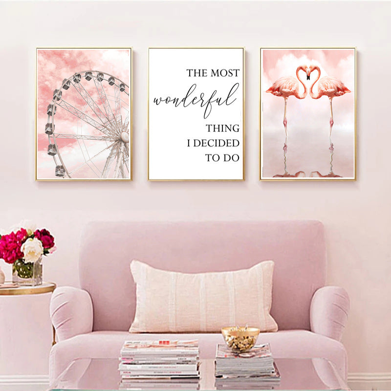 Quadro fenicottero e fiori