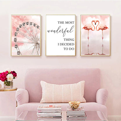Quadro fenicottero e fiori