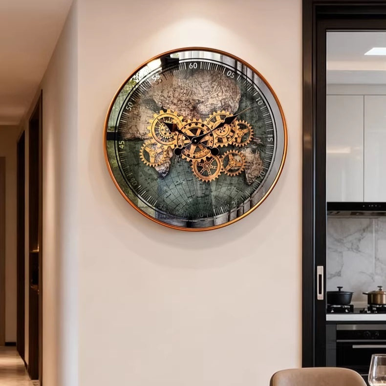 Orologio da parete Steampunk mappa