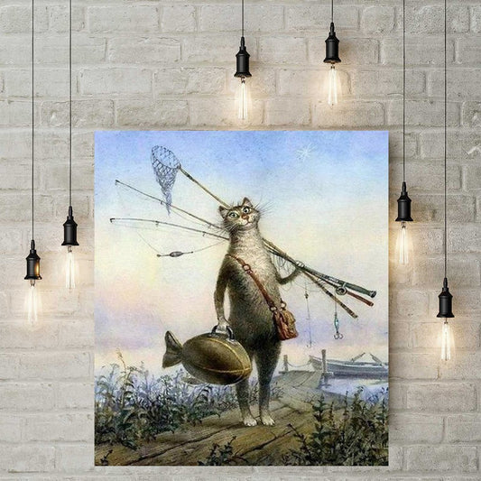Quadro su tela Gatto pescatore