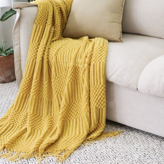 Coperta divano gialla rilievo