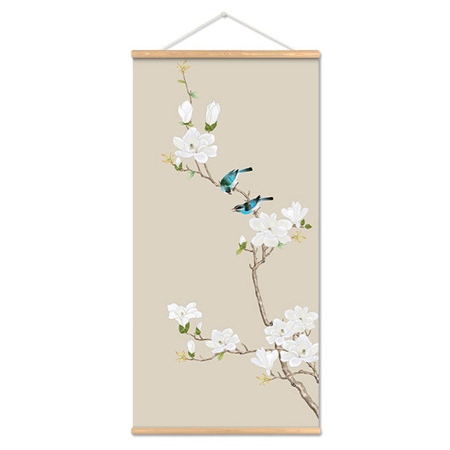 Adesivo murale Acquarello asiatico bamboo fiori