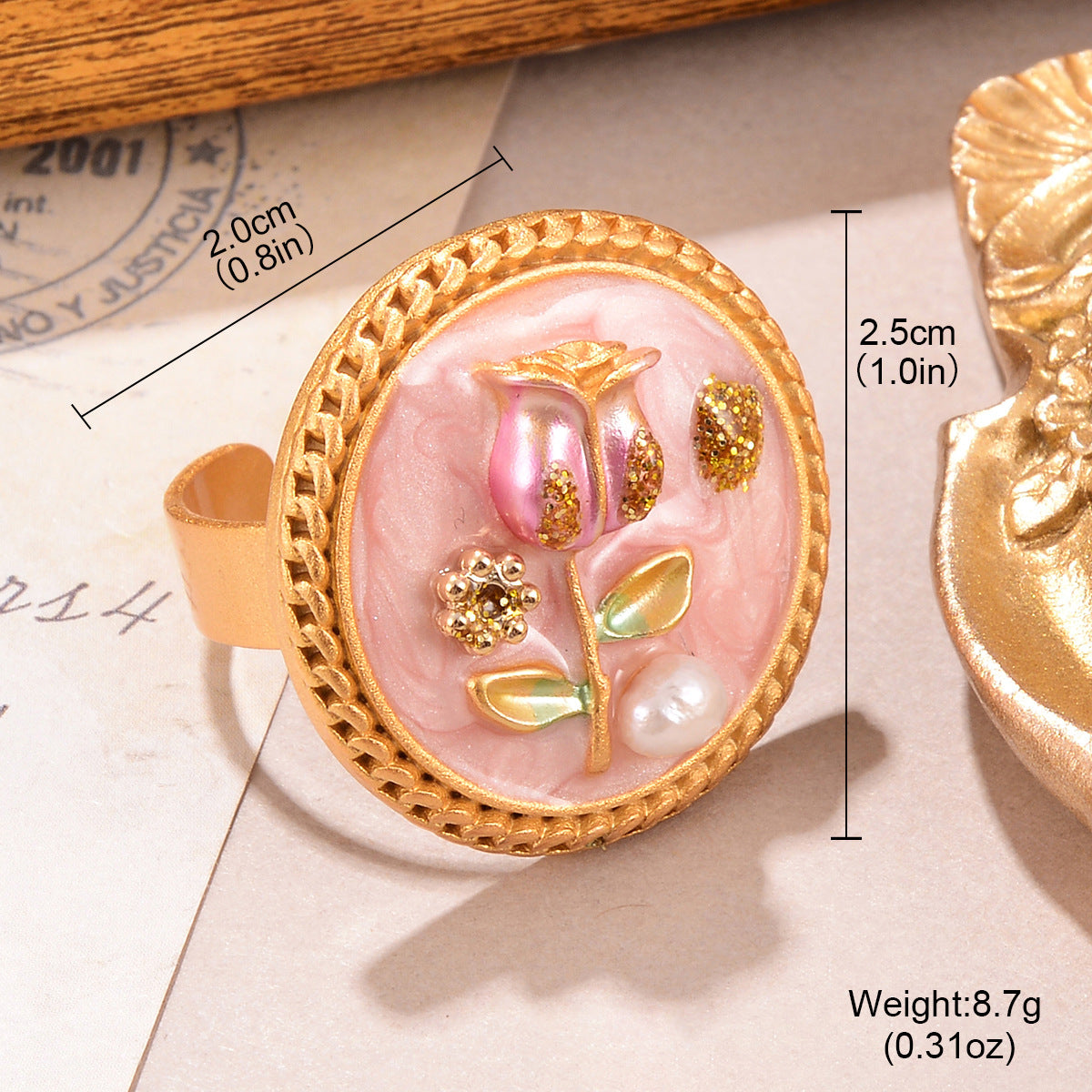 Anello perle floreali