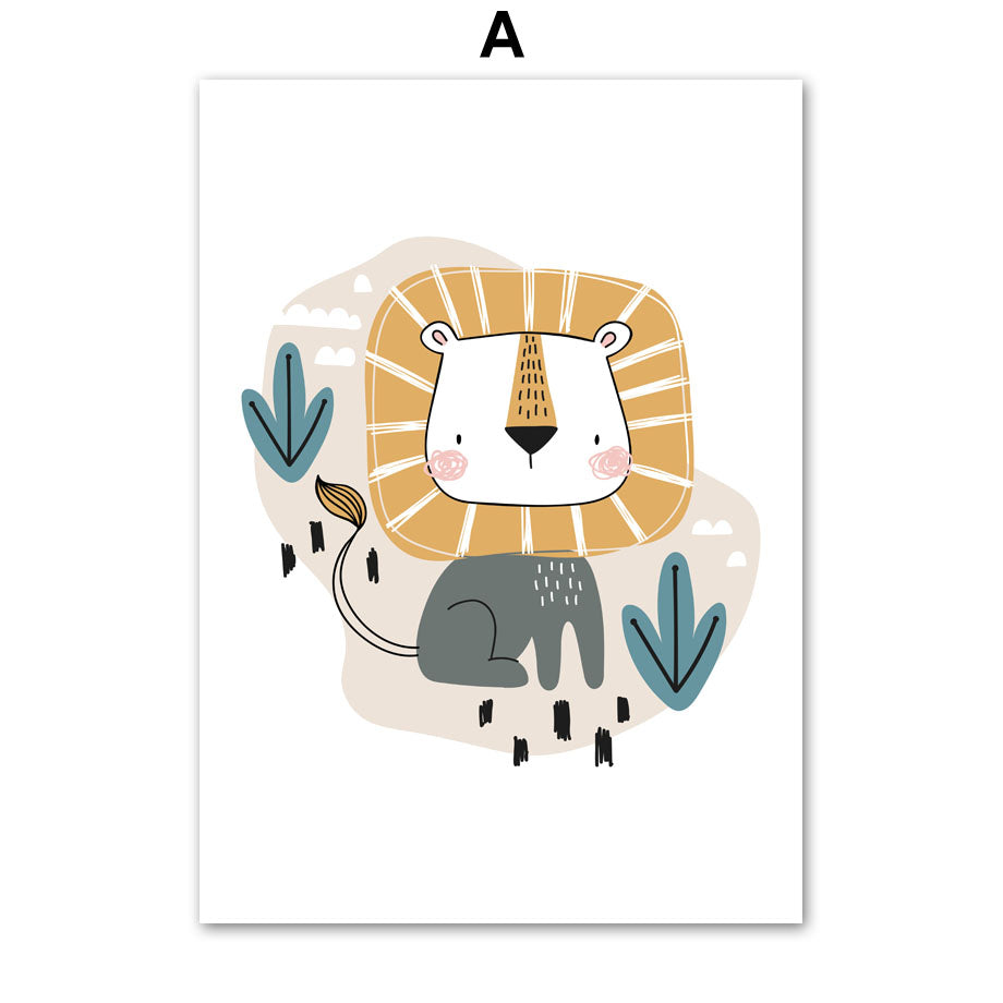 Poster Zebra leopardo panda carini