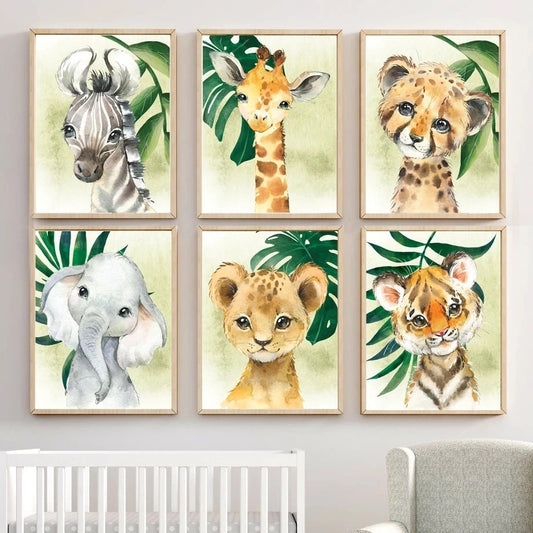 Quadro su tela Animali cartoon sketch bianco nero