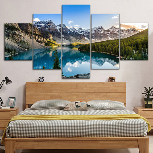 Quadro su tela Lago montagna al tramonto