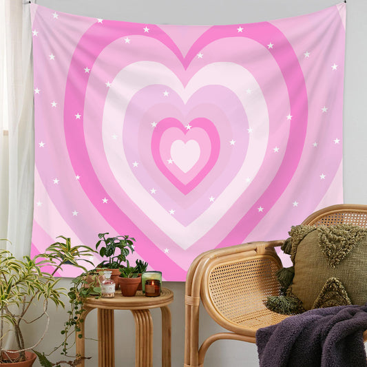 Arazzo Cuore ondulato rosa stelle