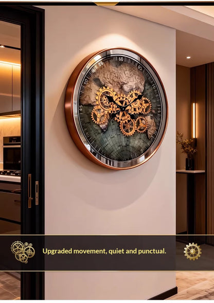 Orologio da parete Steampunk mappa