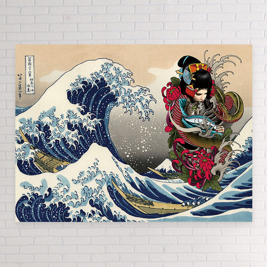 Arazzo Onda oceanica e samurai