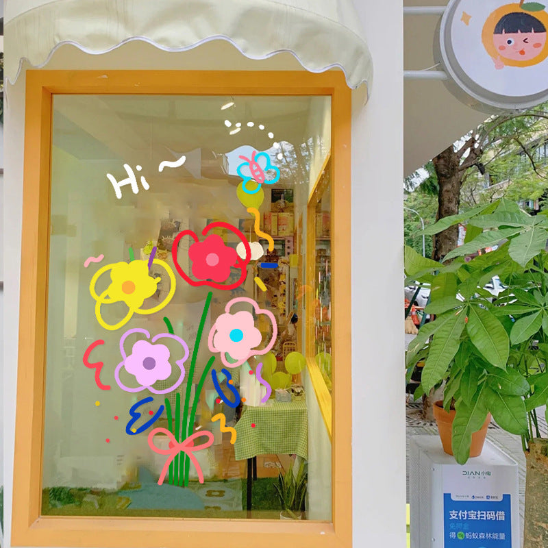 Adesivo fiori vetro