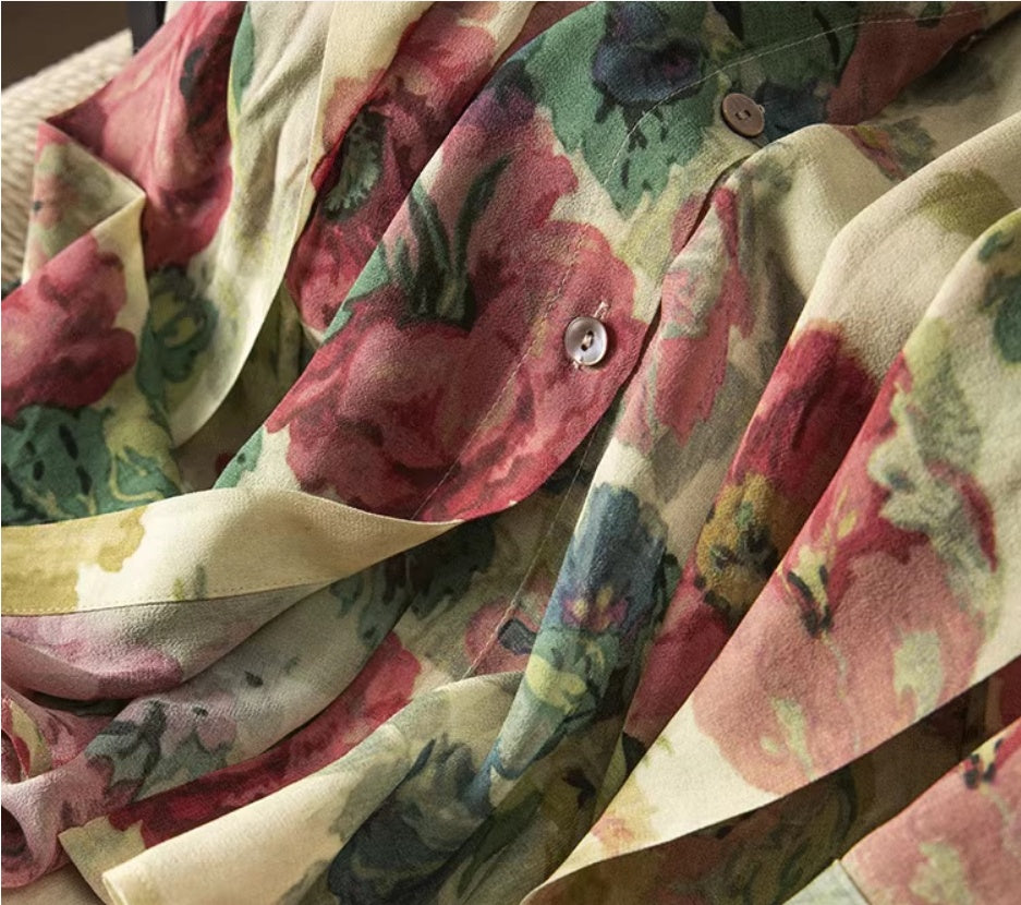 Camicia seta floreale