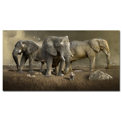 Poster elefante bianco nero