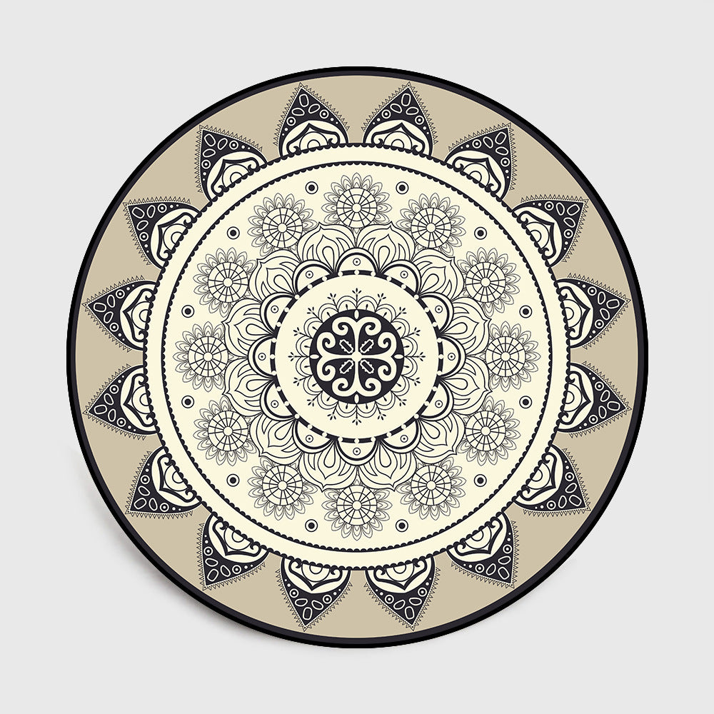 Tappeto rotondo mandala nero colori brillanti