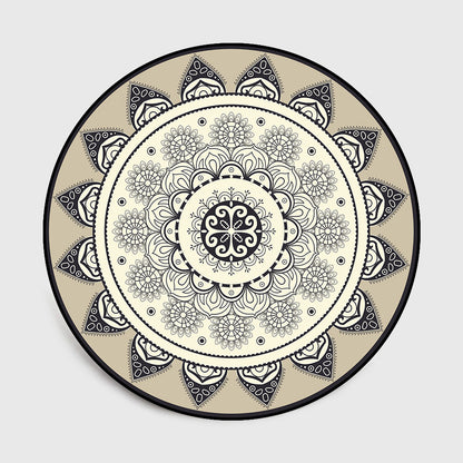 Tappeto rotondo mandala nero colori brillanti