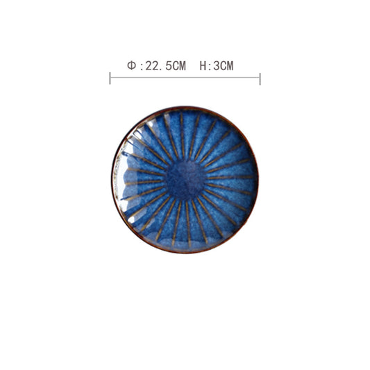 Piatto rotondo blu con motivo rilievo