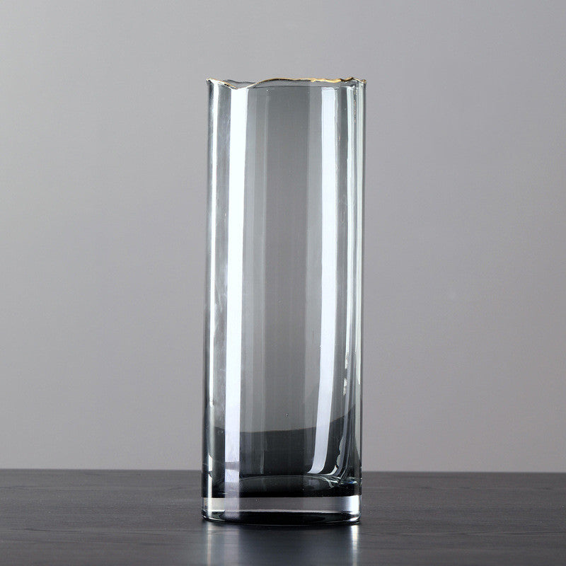 Vaso in vetro bordo dorato