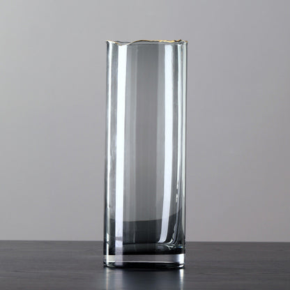 Vaso in vetro bordo dorato