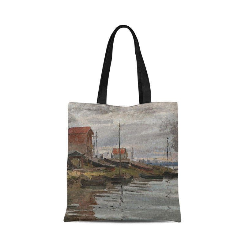 Borsa tela tramonto dipinto
