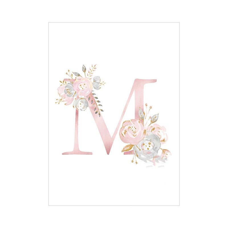 Quadro alfabeto fiori rosa