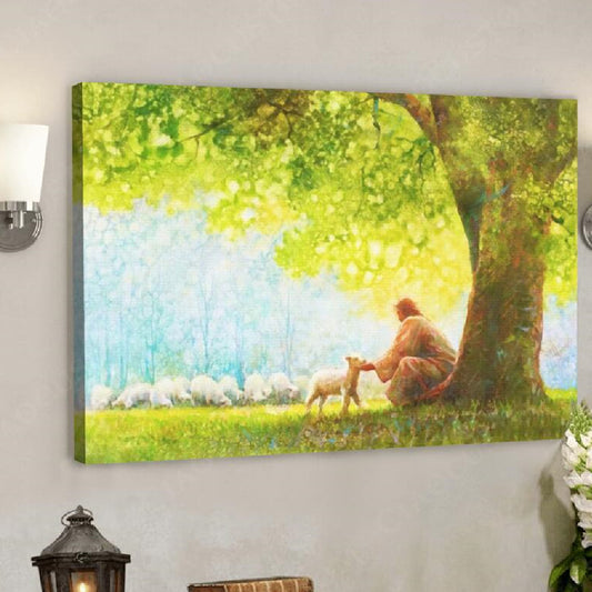 Quadro su tela Pastore sotto albero grande