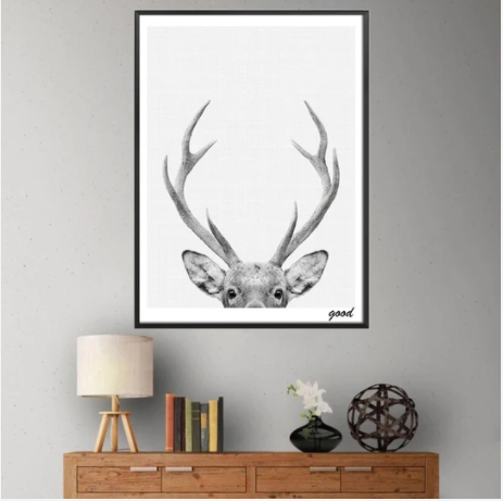 Quadro su tela Cervo testa e corna