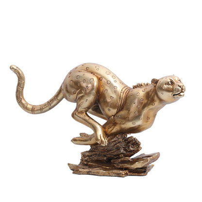 Statuetta pantera resina dorata