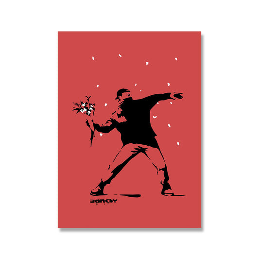 Quadro su tela Homage to Banksy - Silhouette con fiori, carrello, figura reale