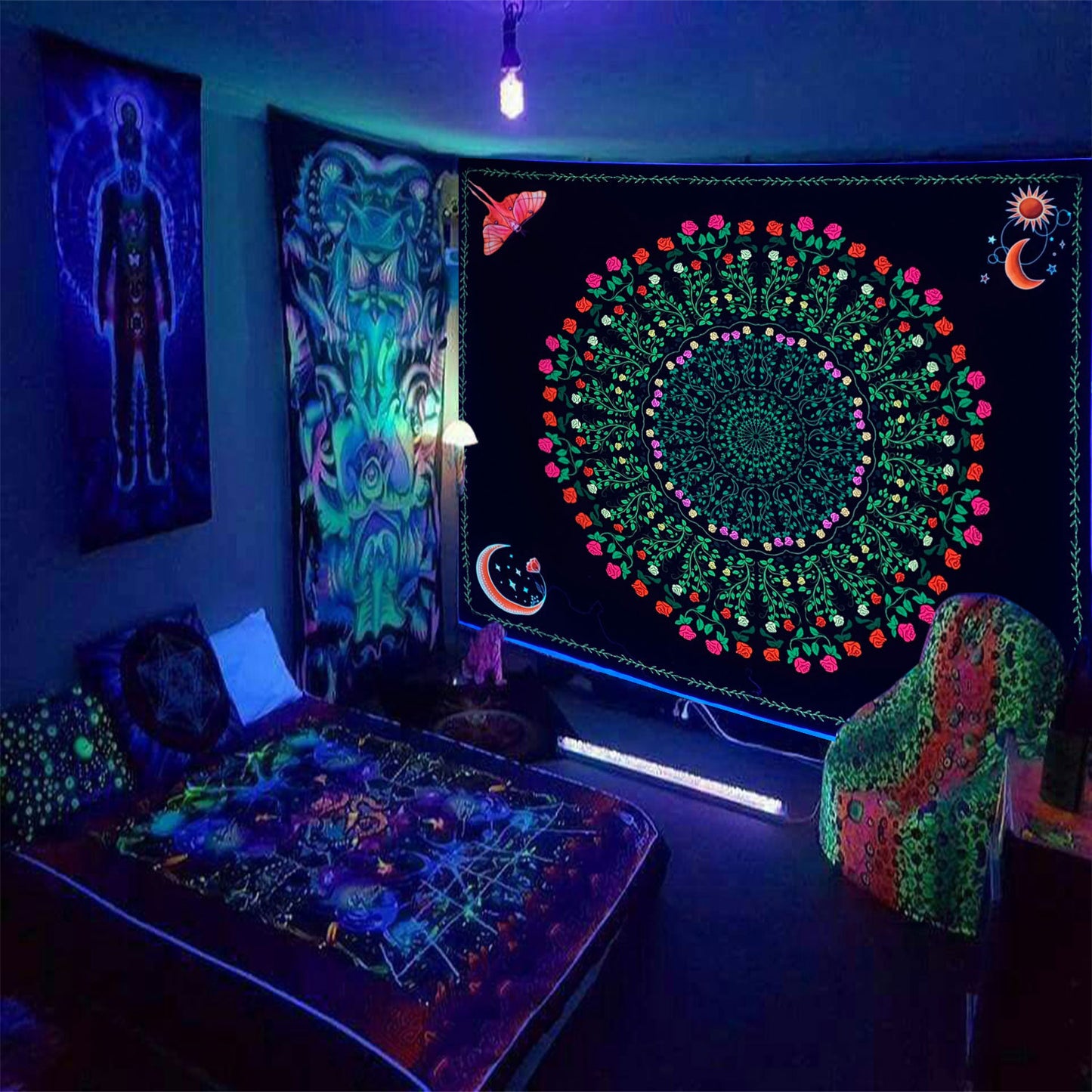Tappezzeria funghi e stelle