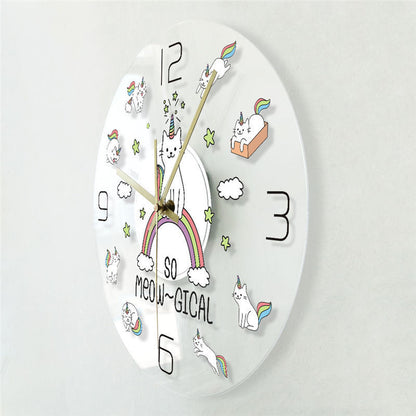 Orologio da parete Unicorni e arcobaleno