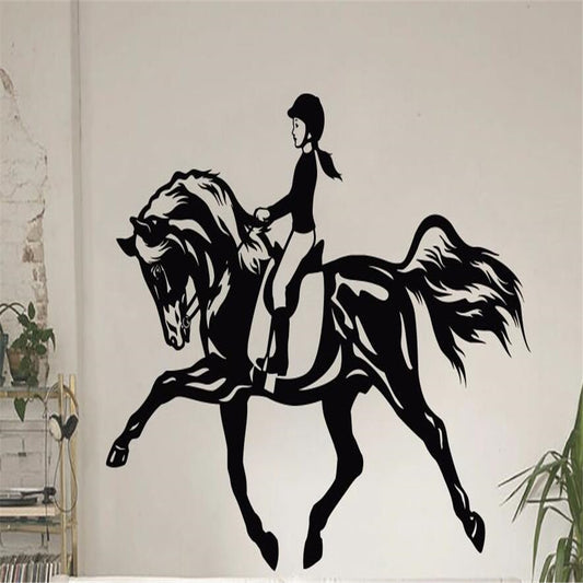 Adesivo murale Donna a cavallo bianco nero
