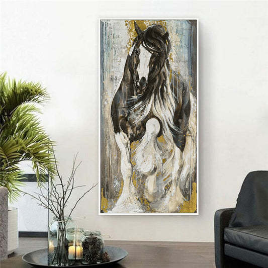 Quadro su tela Cavallo stilizzato in oro