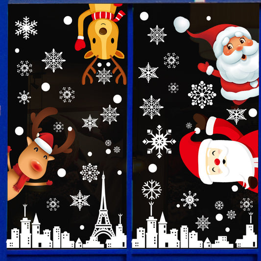 Adesivo murale Fiocchi neve Babbo Natale renna stella