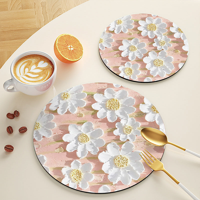 Sottobicchiere verde con peonie bianche