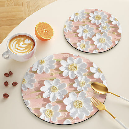 Sottobicchiere verde con peonie bianche