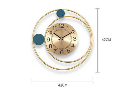 Orologio da parete Cerchi oro turchese