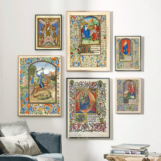 Quadro su tela Manoscritti illuminati scene bibliche narrative