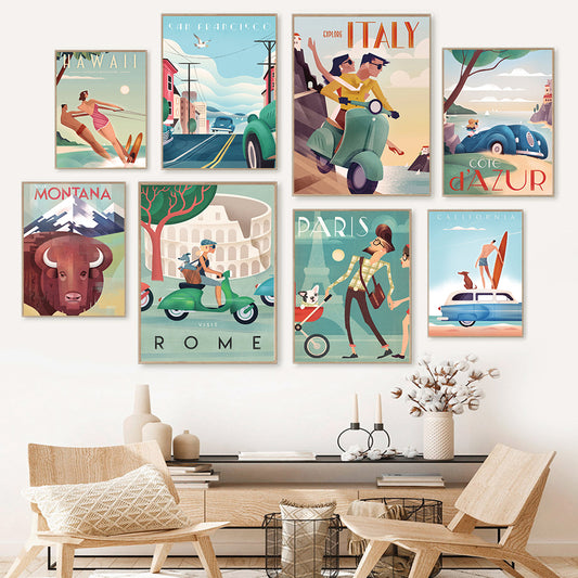 Quadro su tela Città retrò