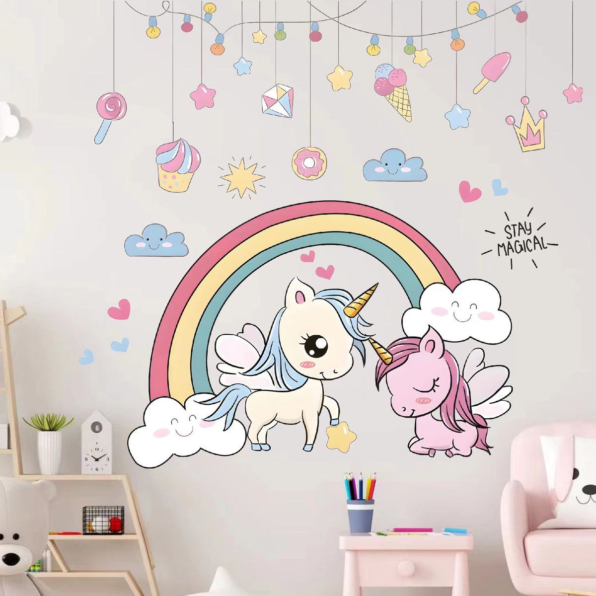 Adesivo murale Animaletti su altalene